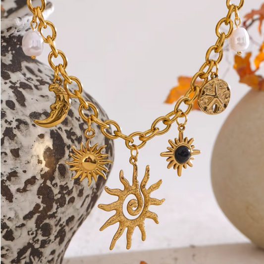 Golden Celestial Charm Necklace