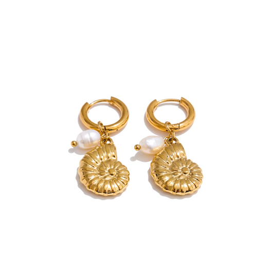 Summer Shell Hoop Earrings – Pearl & Ocean Charms