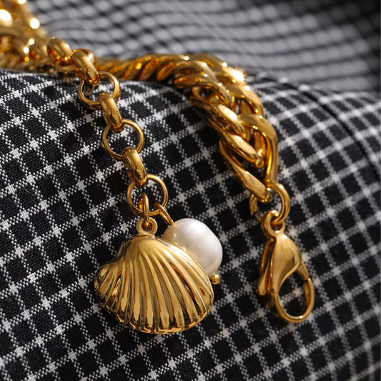 Shell & Pearl Chain Bracelet