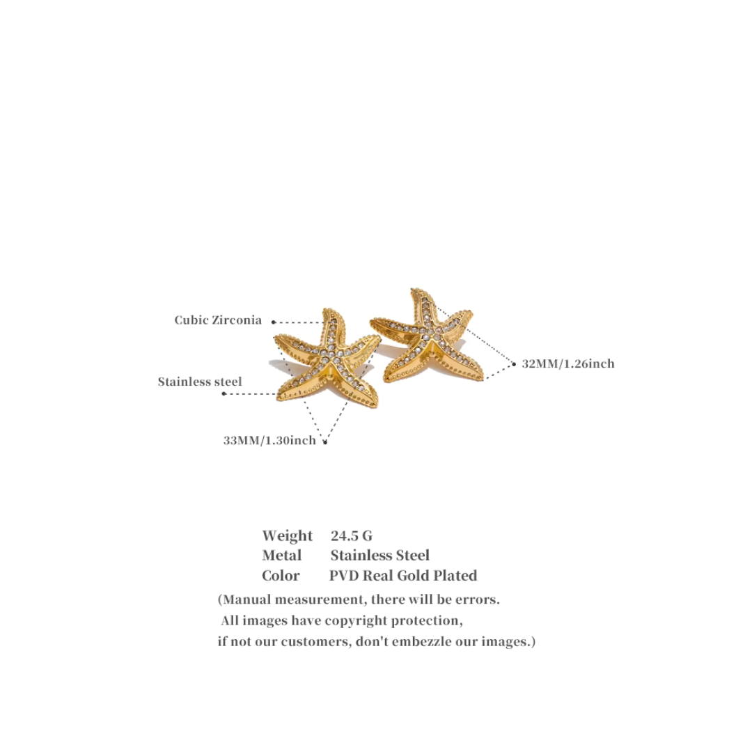 Cubic Zirconia Starfish Studs