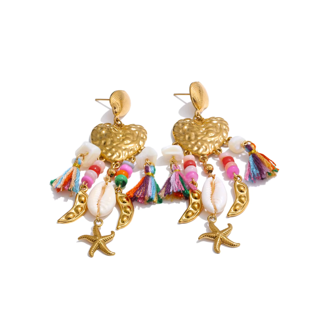 Coastal Romance Tassel Earrings - Handmade