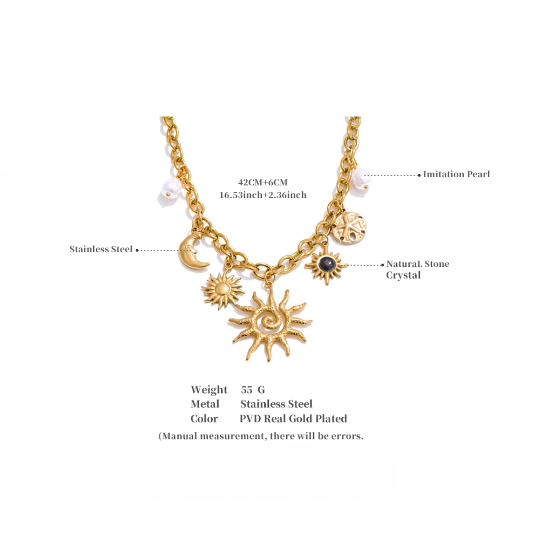 Golden Celestial Charm Necklace