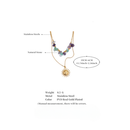 Sun Charm Double Layer Necklace - Handmade