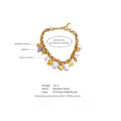 Ocean Pearls Charms Necklace - Handmade