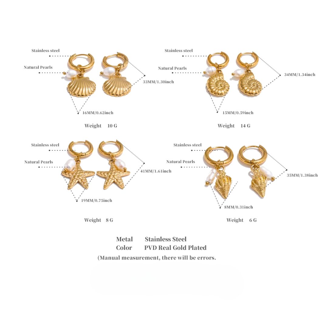 Summer Shell Hoop Earrings – Pearl & Ocean Charms