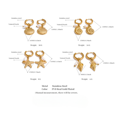 Summer Shell Hoop Earrings – Pearl & Ocean Charms