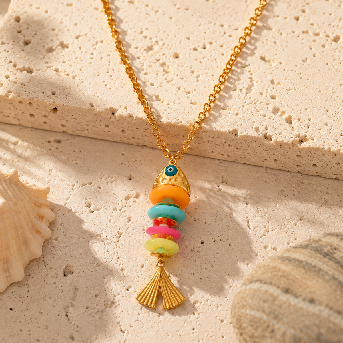 Ocean Colorful Fish Long Pendant Necklace
