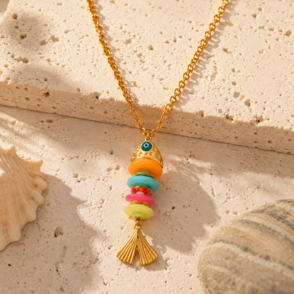 Ocean Colorful Fish Long Pendant Necklace