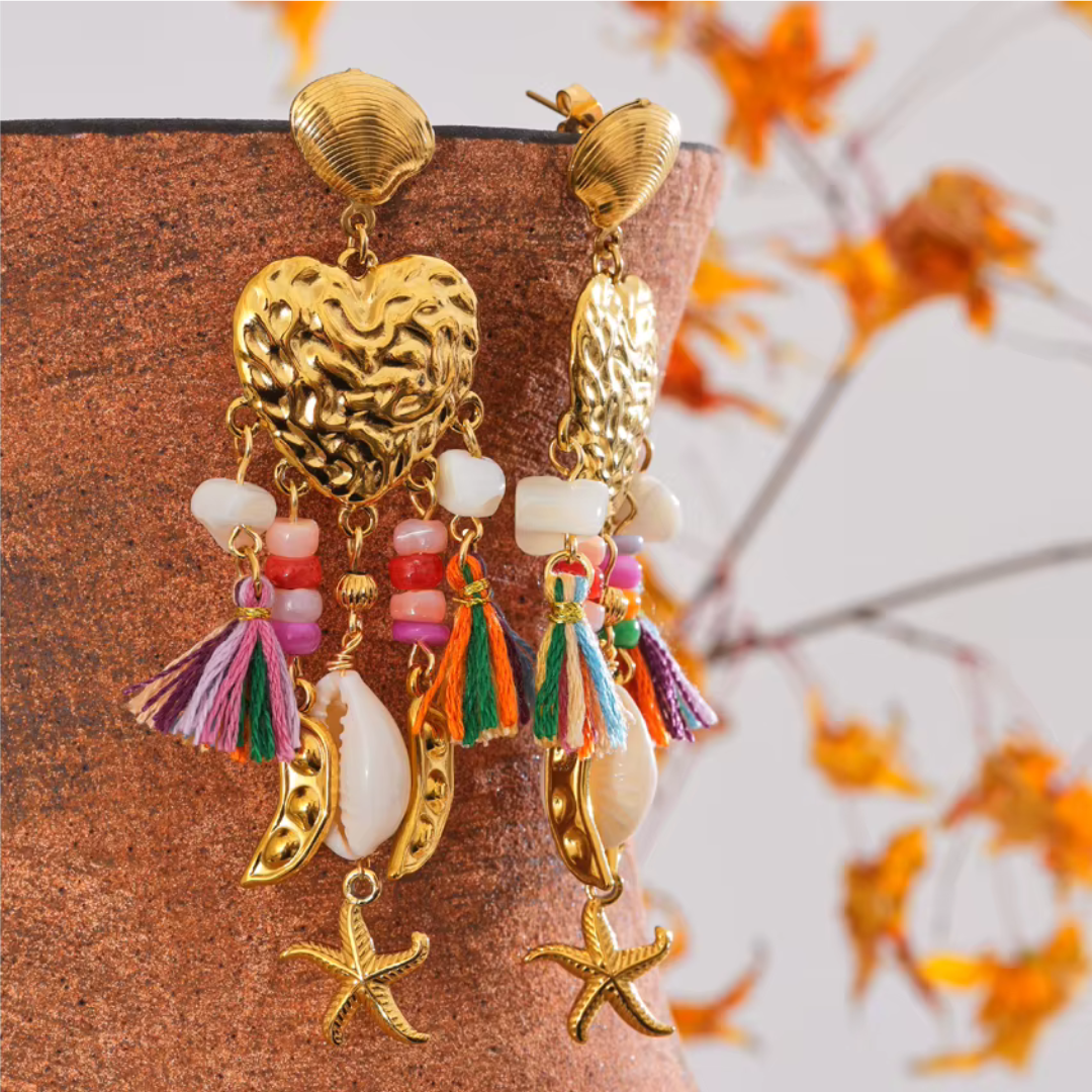 Coastal Romance Tassel Earrings - Handmade
