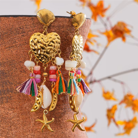 Coastal Romance Tassel Earrings - Handmade