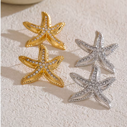 Cubic Zirconia Starfish Studs