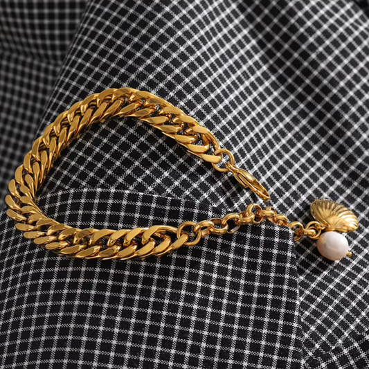 Shell & Pearl Chain Bracelet