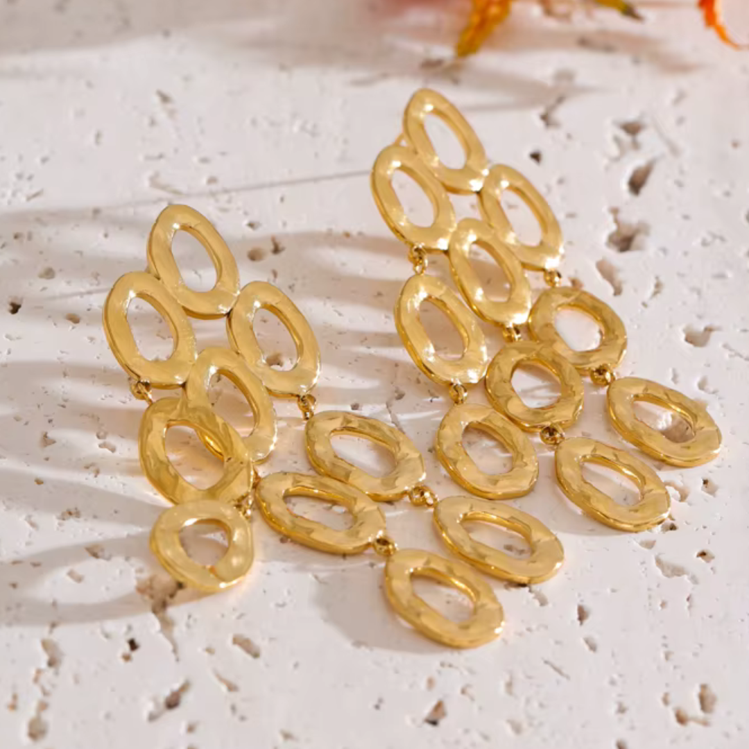 Golden Drop Statement Earrings (Available in silver)