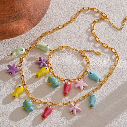 Y2K Starfish Fish Necklace or Bracelet