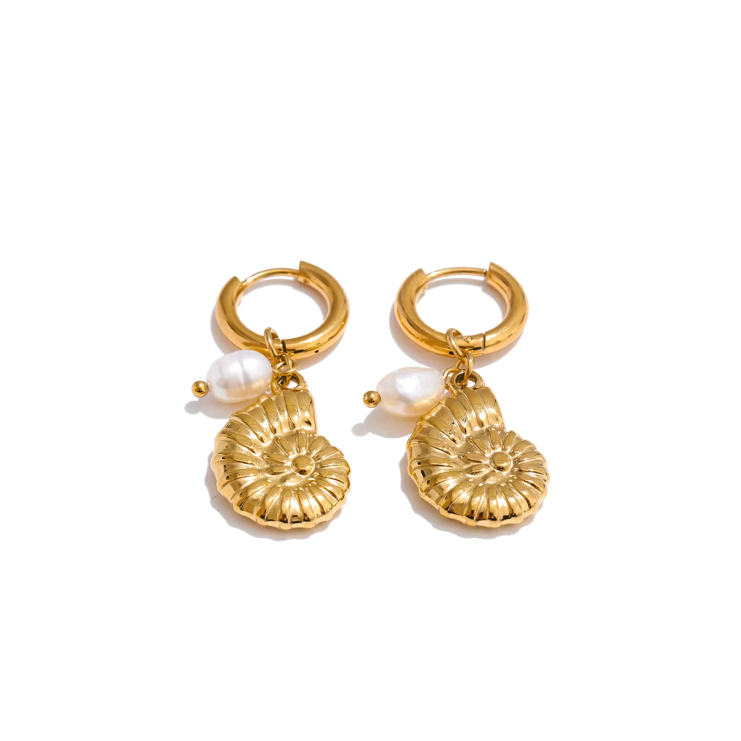 Summer Shell Hoop Earrings – Pearl & Ocean Charms