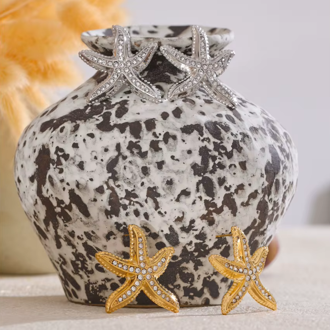 Cubic Zirconia Starfish Studs