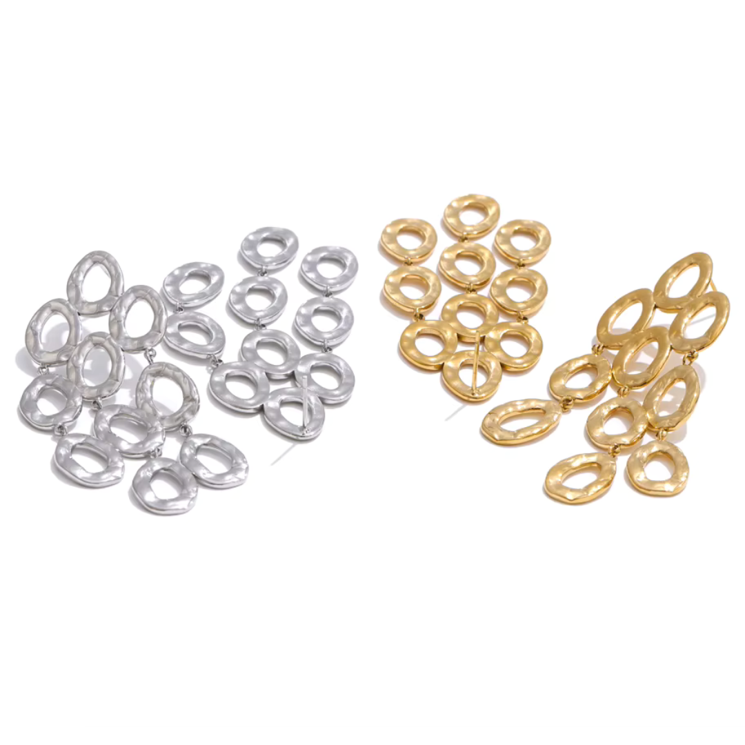 Golden Drop Statement Earrings (Available in silver)
