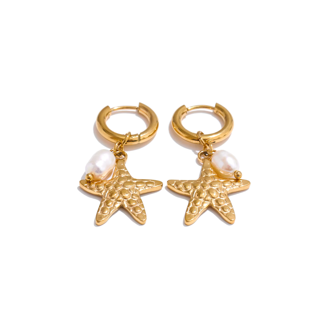 Summer Shell Hoop Earrings – Pearl & Ocean Charms