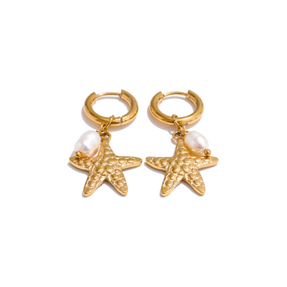 Summer Shell Hoop Earrings – Pearl & Ocean Charms