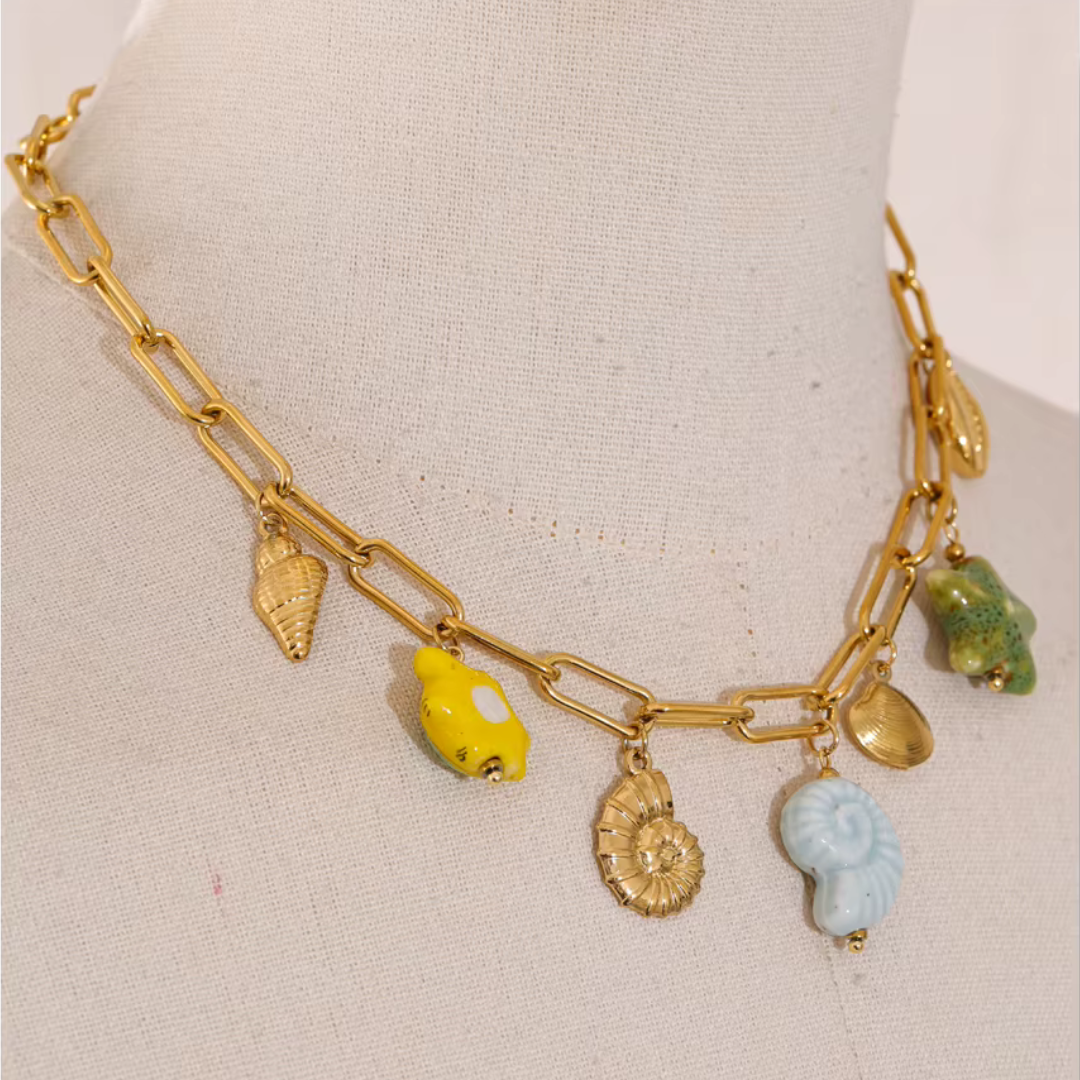 Golden Ocean Charm Necklace