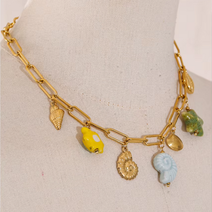 Golden Ocean Charm Necklace