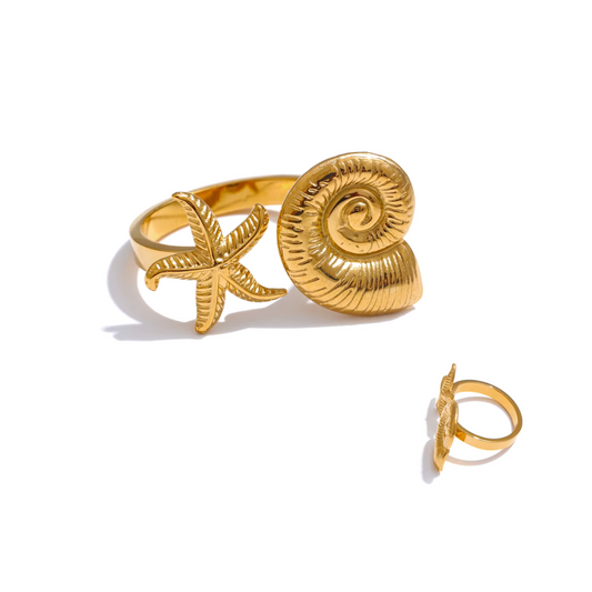 Starfish & Conch Adjustable Ring
