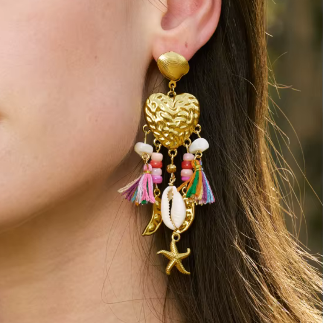 Coastal Romance Tassel Earrings - Handmade