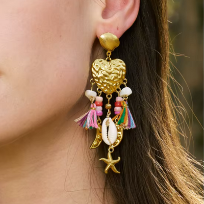 Coastal Romance Tassel Earrings - Handmade