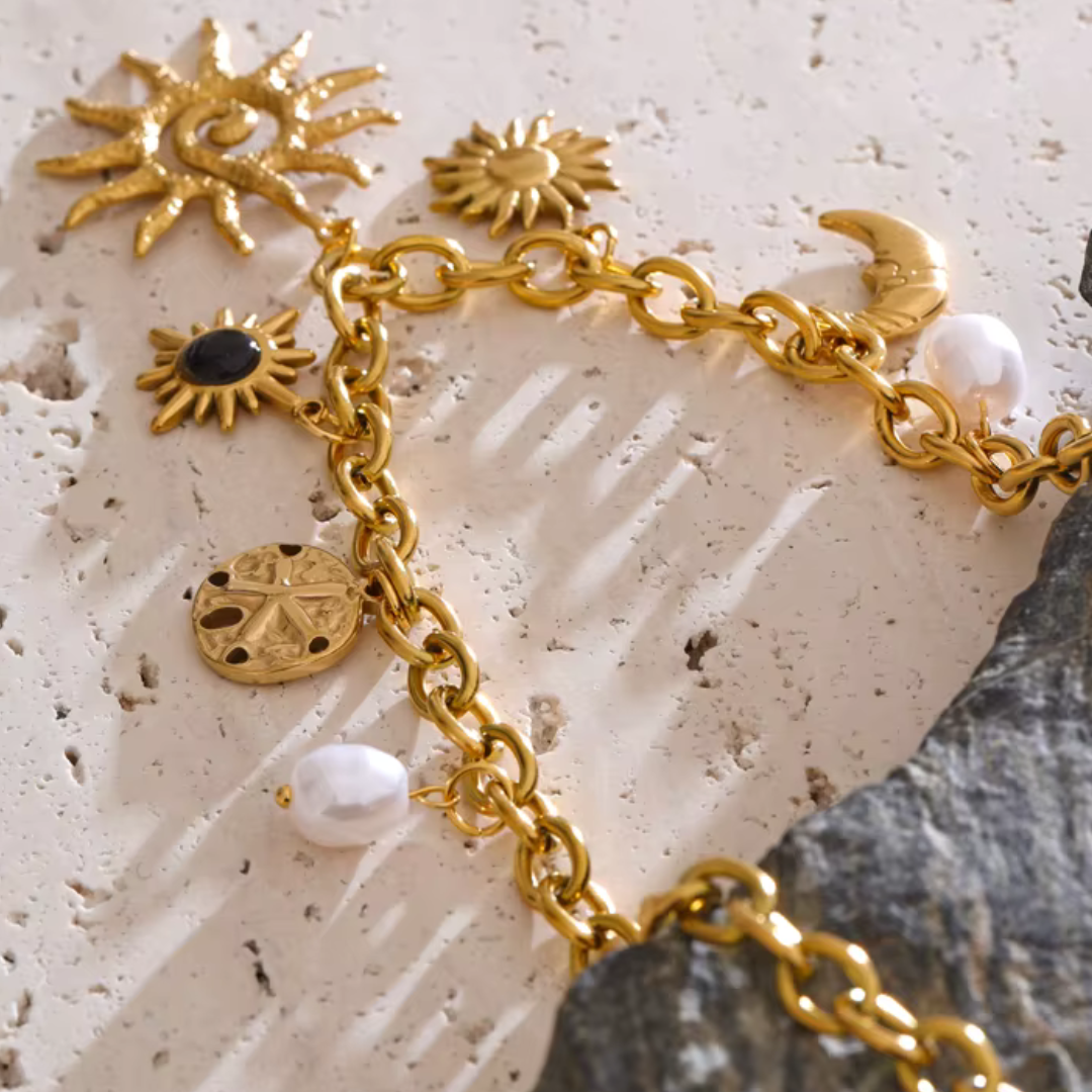 Golden Celestial Charm Necklace