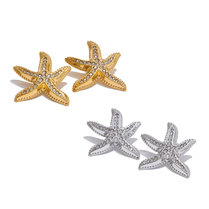 Cubic Zirconia Starfish Studs
