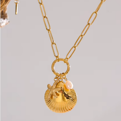 Starfish Shell Pearl Necklace