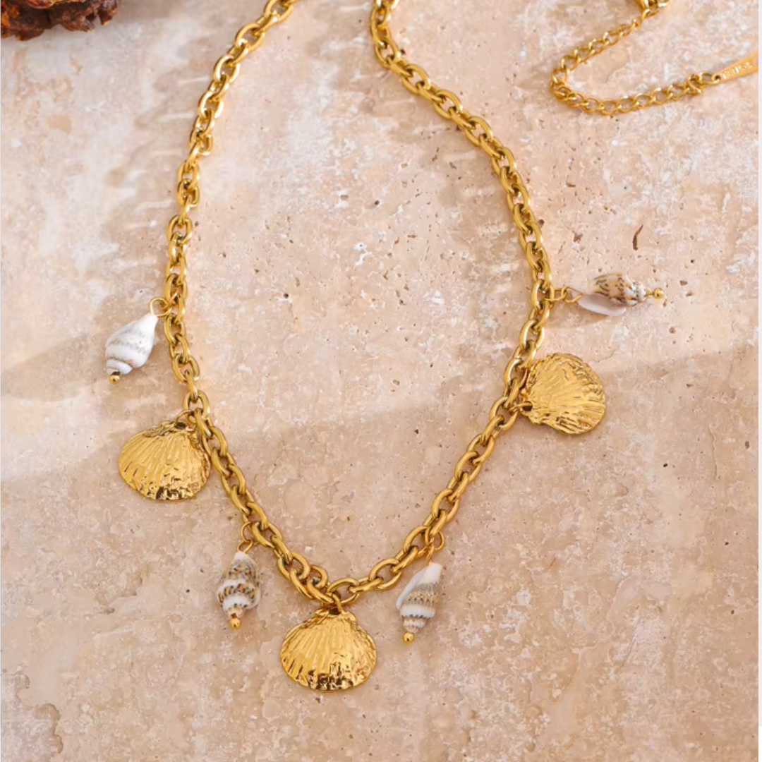 Natural Shell Charms Necklace - Handmade