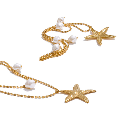 Coastal Starfish Double Layer Neklace