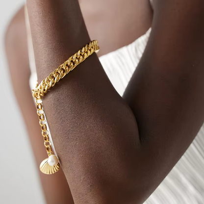 Shell & Pearl Chain Bracelet