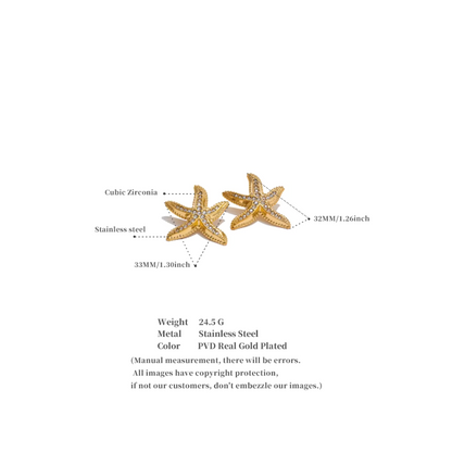 Cubic Zirconia Starfish Studs