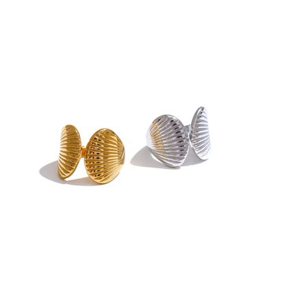 Textured Shell Stripe Open Ring