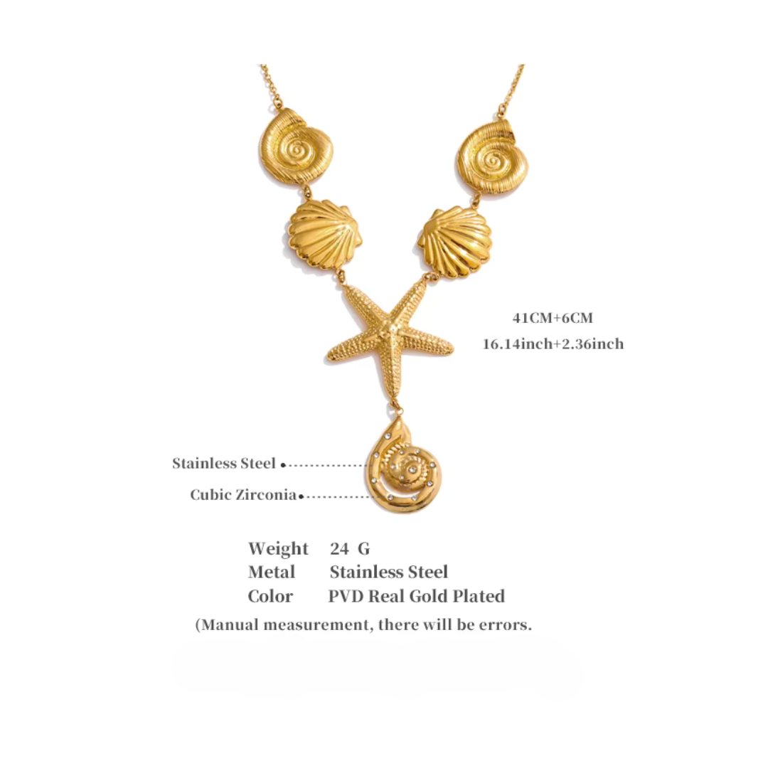 Starfish & Shell Pendant Necklace