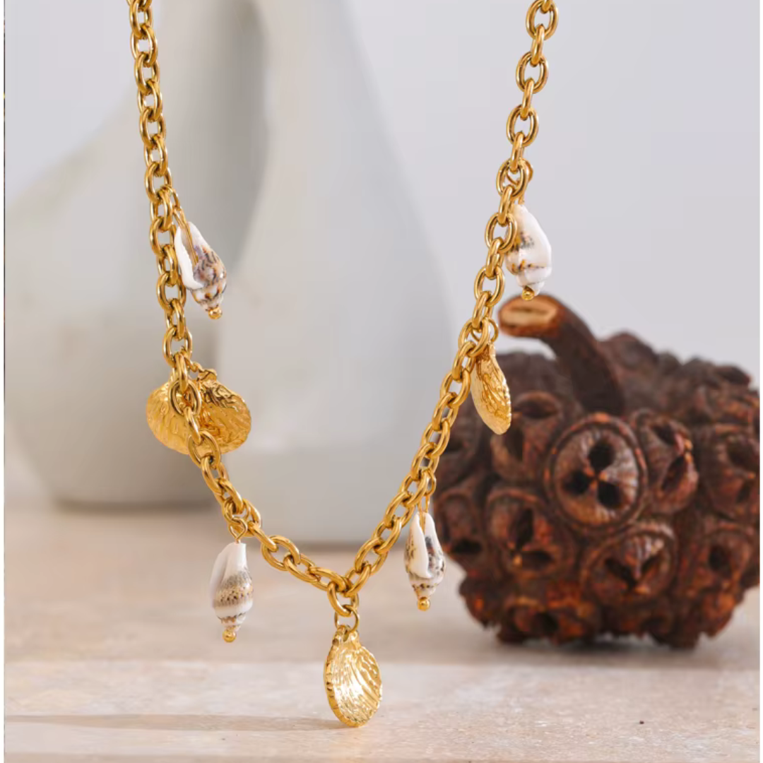 Natural Shell Charms Necklace - Handmade