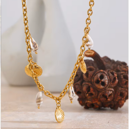 Natural Shell Charms Necklace - Handmade