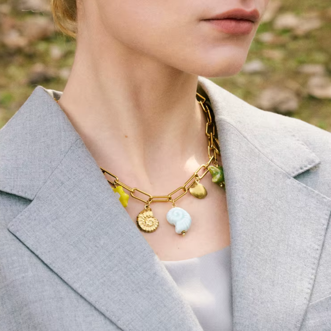 Golden Ocean Charm Necklace