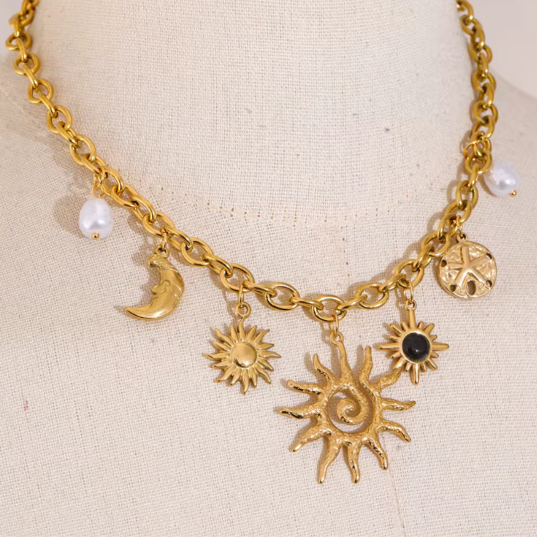 Golden Celestial Charm Necklace