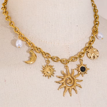 Golden Celestial Charm Necklace