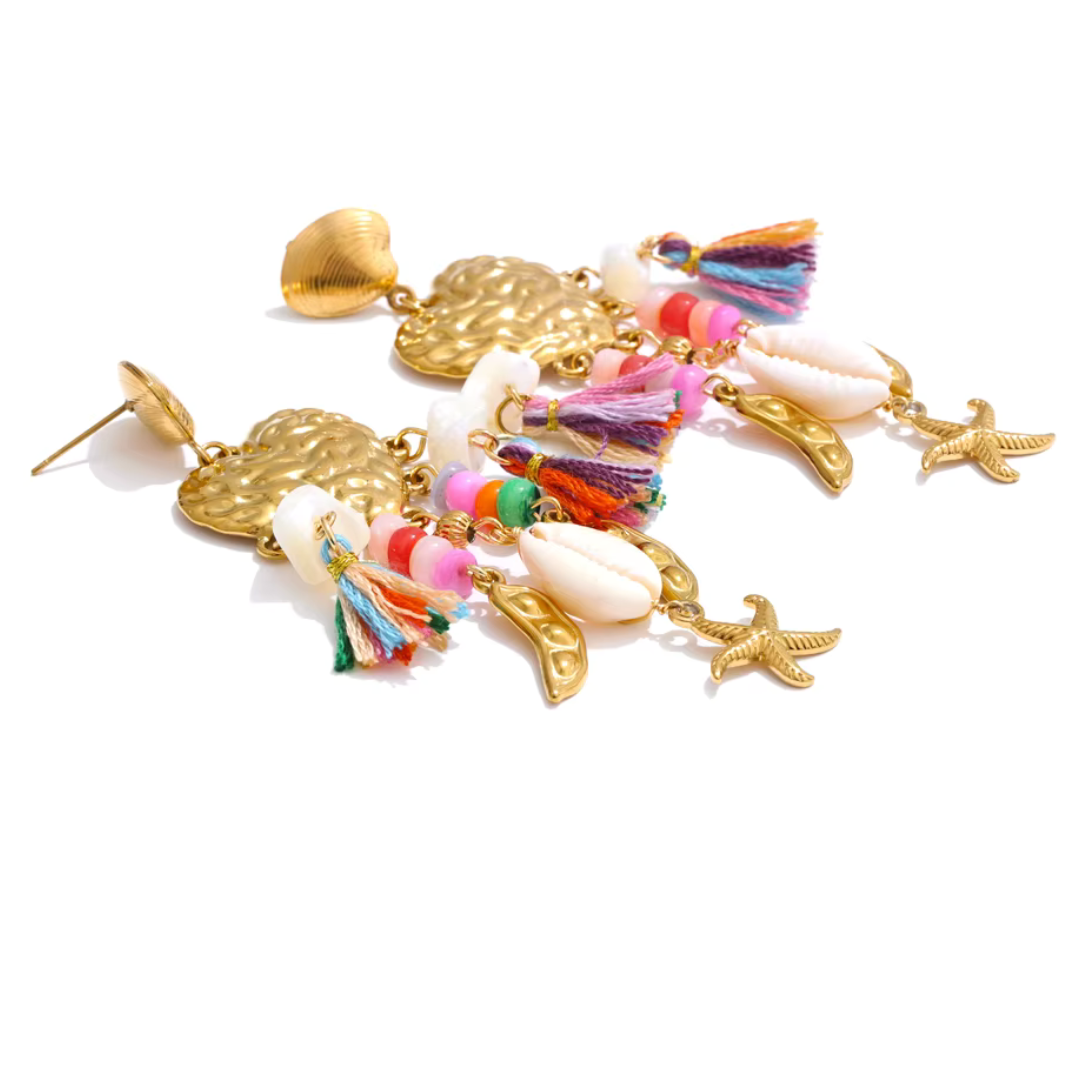 Coastal Romance Tassel Earrings - Handmade