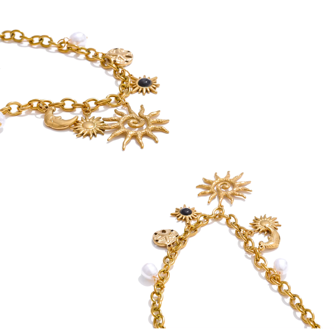 Golden Celestial Charm Necklace
