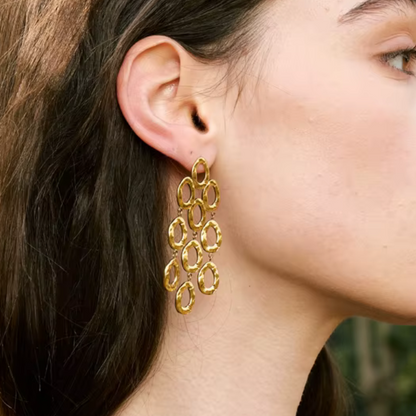 Golden Drop Statement Earrings (Available in silver)