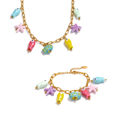 Y2K Starfish Fish Necklace or Bracelet
