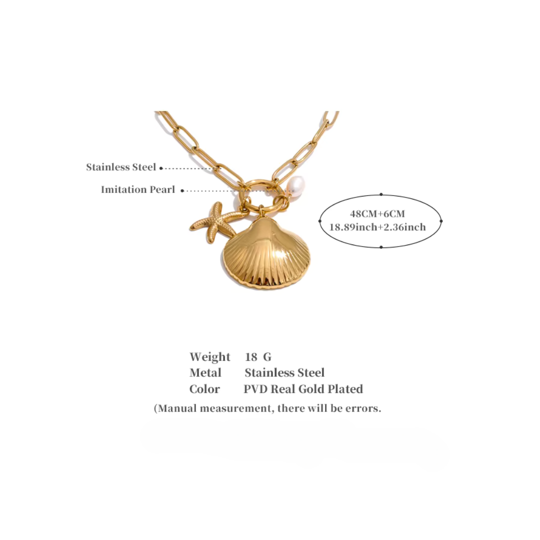 Starfish Shell Pearl Necklace