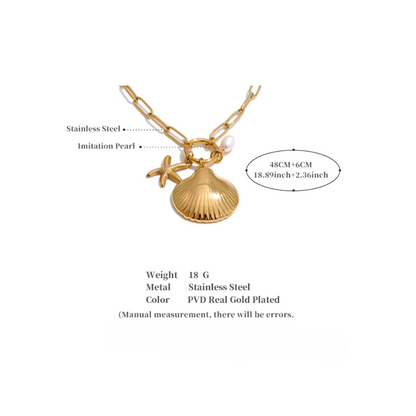 Starfish Shell Pearl Necklace