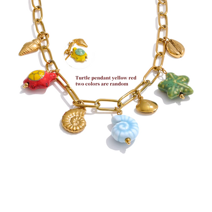 Golden Ocean Charm Necklace