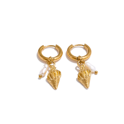 Summer Shell Hoop Earrings – Pearl & Ocean Charms